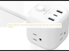 Tiga Port USB 18W Max Smart Power Strip dengan Soket AC 125V10A 1250W