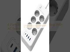 4 Port PD 32W Smart Power Strip Dengan Soket AC 250V16A 4000W