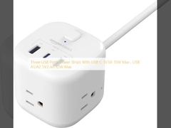 Tiga port USB Strip Daya Dengan USB C 5V3A 15W Max, USB A1/A2 5V2.4A 12W Max